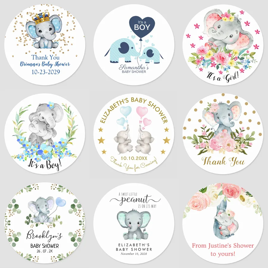 welcome-baby-boy-stickers-labels-cute-little-one-elephant-decor
