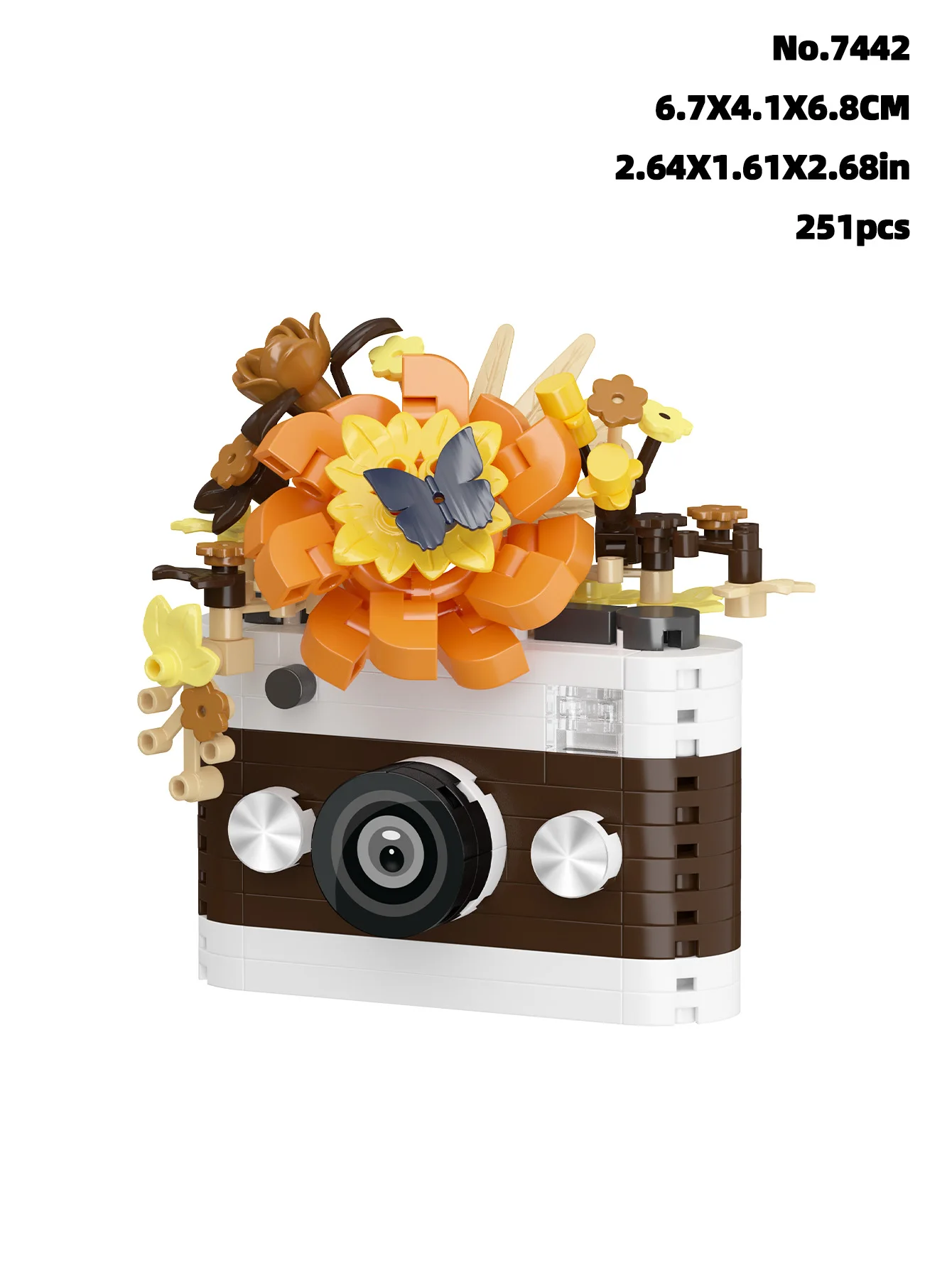 Vintage Camera & Flowers Building Blocks DIY Toys Small Particle Bricks Assembly Puzzle Toys For Friend Gifts Christmas Gifts