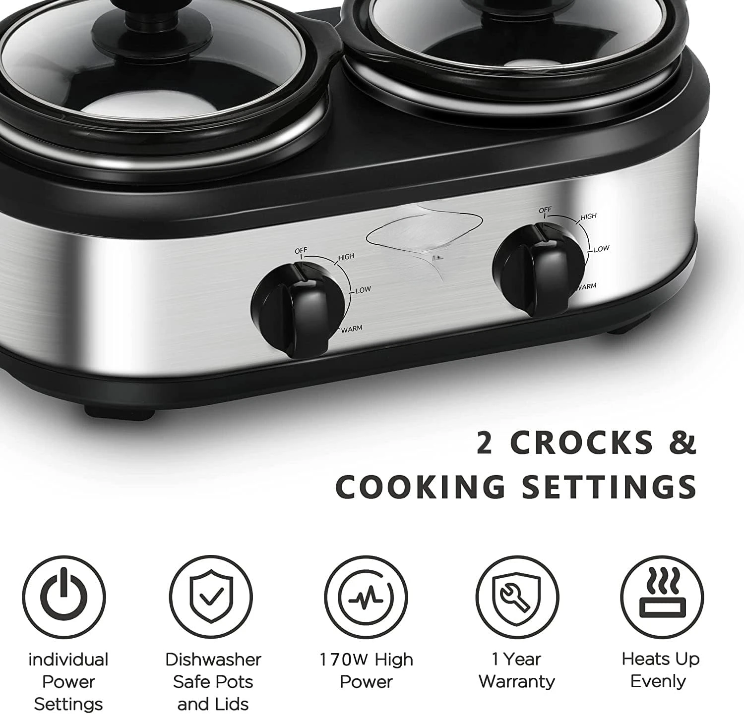 Double Slow Cooker,2 Pot Small Mini Crock Buffet Servers and Warmer,Dual Pot  Oval Manual Slow Cooker Cooking Appliance - AliExpress