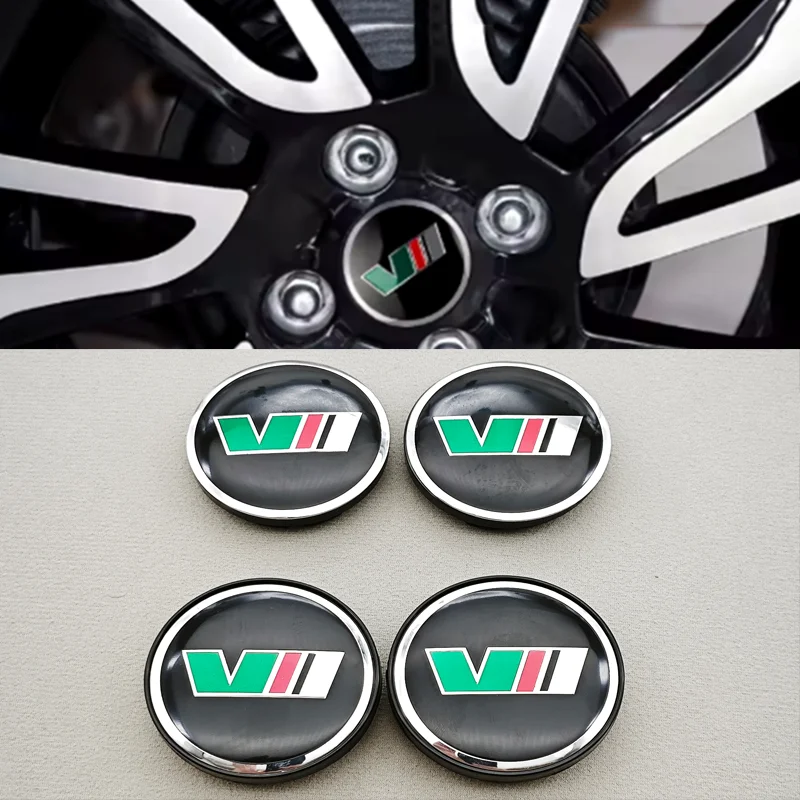 Elegant Car Wheel Hub Caps – Set of 4, Premium Rim Logo V Badge