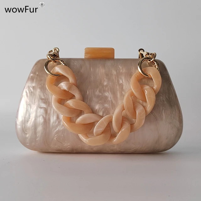 Gets Acrylic Purses and Handbags for Women Shell Shape Shoulder Crossbody  Bag with Chain Elegant Clutch Purse for Wedding Banquet Evening Party:  Handbags