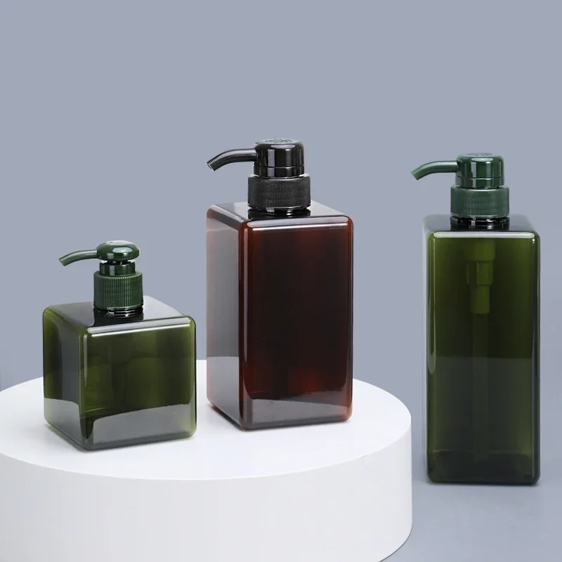 Refillable Bottle Refillable Lotion Bottle Refillable Empty Bottle 250ml,450ml,650ml Thicken Square Refillable bottle PETG Shower Gel Shampoo Soap Liquid Dispenser Container 1PC