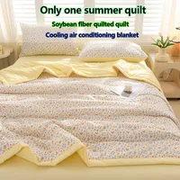 Luxurious Summer Soy Thin Quilt, Double-Sided Printed Air Conditioner Quilt, Bedding Quilted Sofa Cover Blanket, No Pillowcase