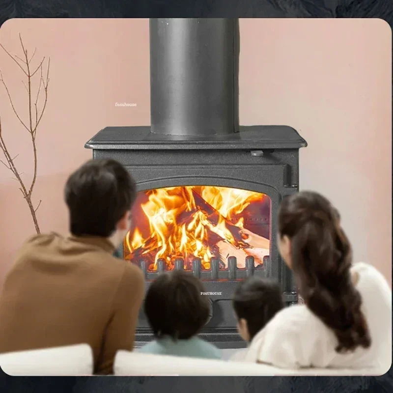 Wood-burning Firewood Heating Stove Cast Iron Real Fire Fireplaces Home Villa Rural Living Room Decor Fireplace z
