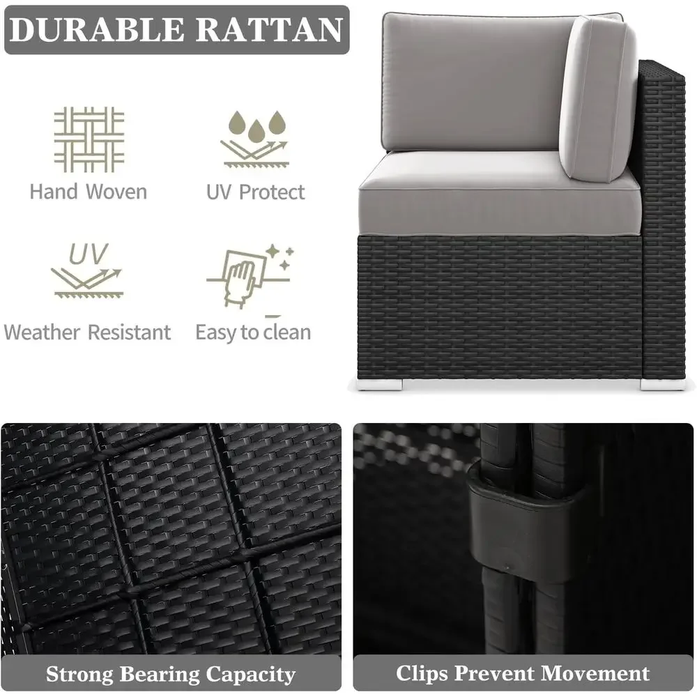 15-Piece Rattan Patio Furniture Set with Fire Pit 3