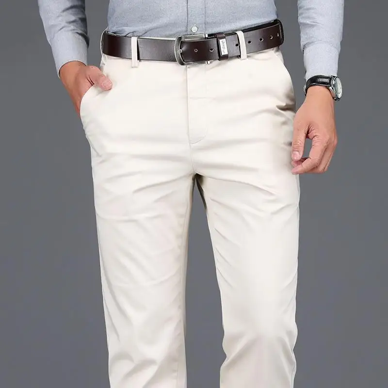 Business Social Men Summer Thin Solid Jeans Streetwear Fashion Off White Pantaloni Dritti Pantaloni Casual Slim Maschili Di Grandi Dimensioni 27-38