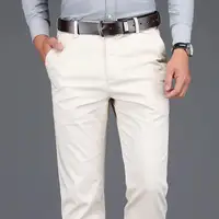 Business Social Men Summer Thin Solid Jeans Streetwear Fashion Off White Straight Pants Male Big Size Slim Casual Trousers 27-38 1