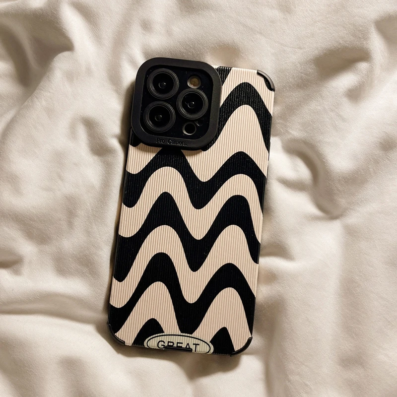 Fashion Zebra Stripe Black White Phone Case For iPhone 14 11 12 13 15 Pro Max 14 15 7 8 Plus X XS Max XR Shockproof Soft Cover