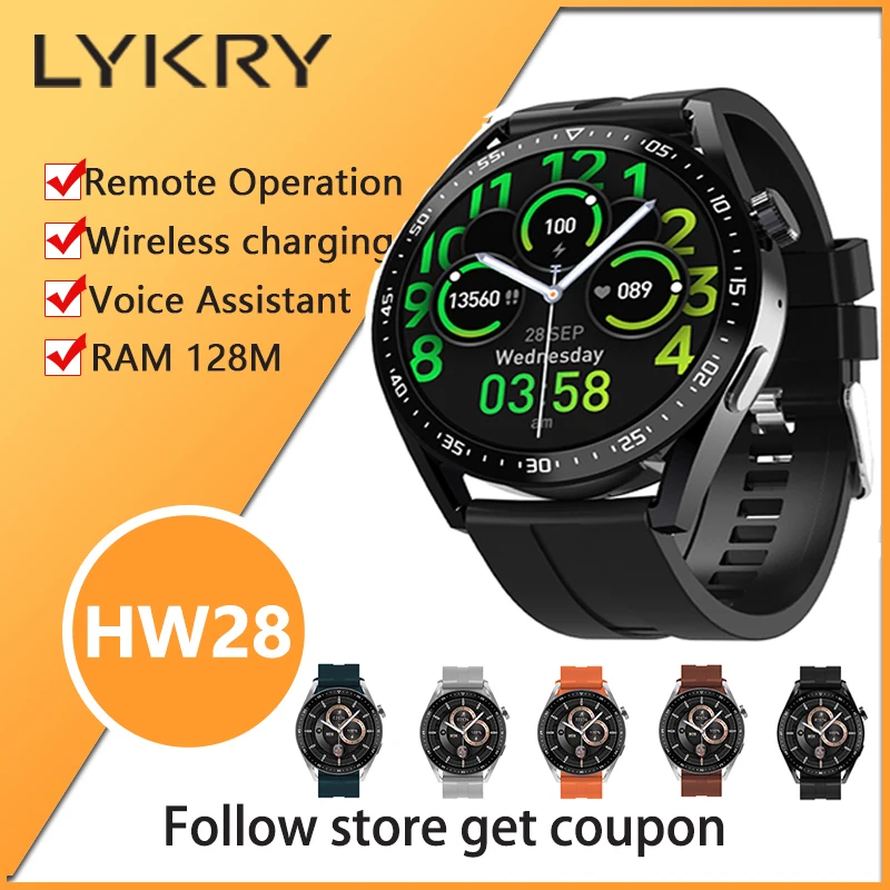 New SmartWatch HW28 NFC Smart Band Men AI Voice Assistant Bluetooth Call Music Player Women Sleep Monitor pk Huawei GTR 3 GTS 2 |
