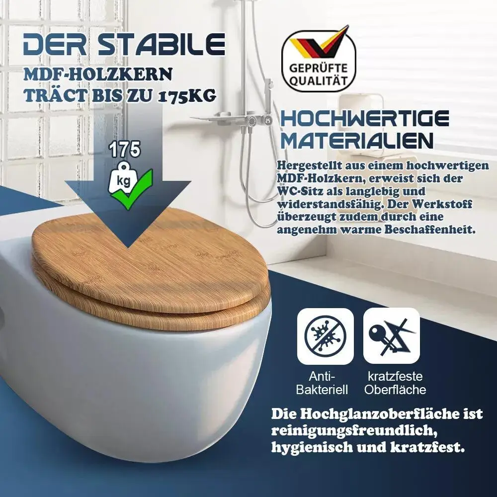 Sainos WC-Sitz mit absenkautomatik Toilettendeckel mit Soft-Close, Toilettensitz mit. Toilettensitz für Badezimmerteile – Detail 7