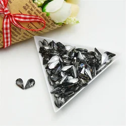50pcs Colorful Waterdrop Rhinestone Glass Crystal Accessories - 6x10mm 50pcs (Gray)