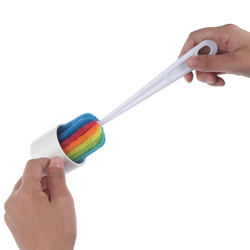 1Pc Cup Cleaning Brush With Handle Detachable Colorful Water Bottle Mug Glass Washing Sponge Scrubber Utensils cleaning brush bottle cleaning brush bottle brush cleaning brush set