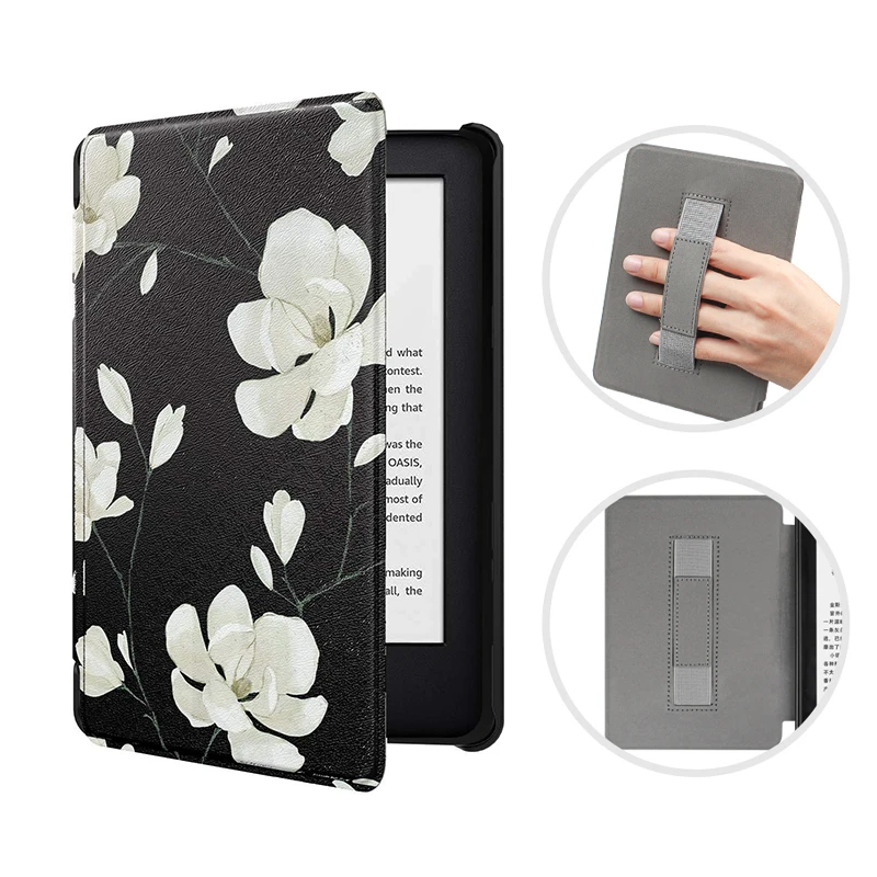 Premium Leather E-Reader Case with Screen Protector and Hand Strap, Auto Wake/Sleep Feature