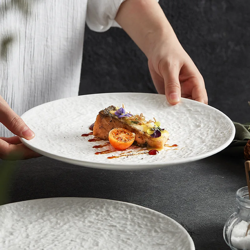 French plate White ceramic plate new flat Steak Household high-end Japanese and Western food