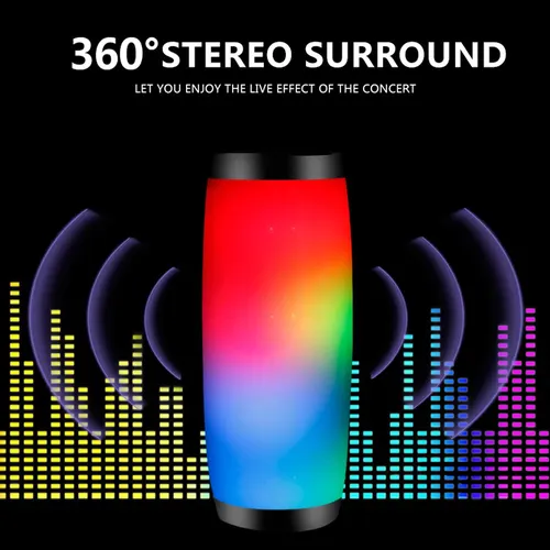 블루투스 스피커 TG157 LED 깜박이는 사운드바, 휴대용 야외 실내 서브우퍼 확성기, 지지대 TF 카드, FM 라디오 방수 2