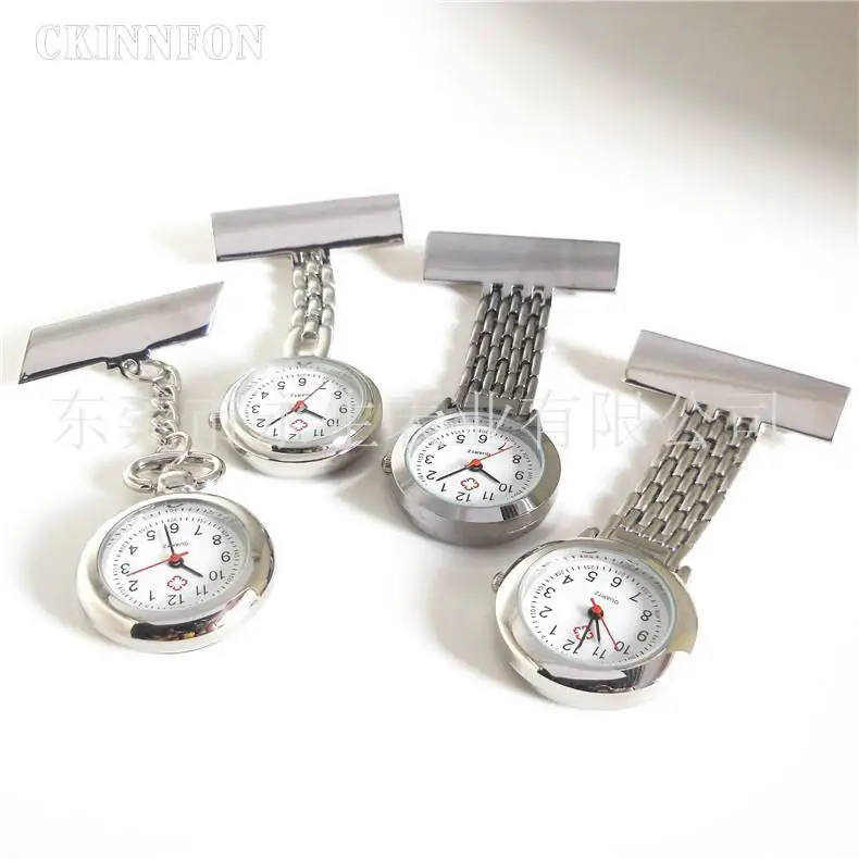 100pcs Wholesale Fashion Nurse Watches Women Pocket Watch Clip-on Heart Pendant Hang Quartz Clock For New Doctor Nurse Watches 6