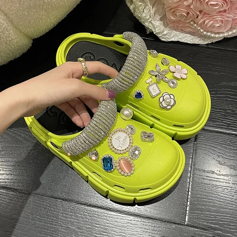 6cm DIY Platform Slippers Summer Women's Sandals Wedges Ladies Outdoor Clogs Thick Street Beach Slides Girls Garden Shoes