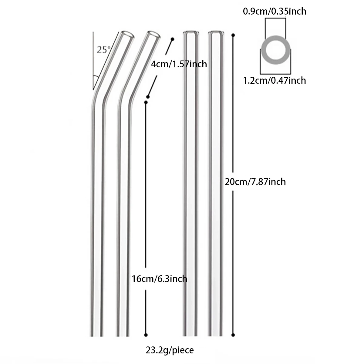 Description Picture 3 of item6pcs Reusable Glass Straw Wide 12mm Pearl Milkshake High Borosilicate Bubble Tea Straw with Brush Party Home Bar Accessories