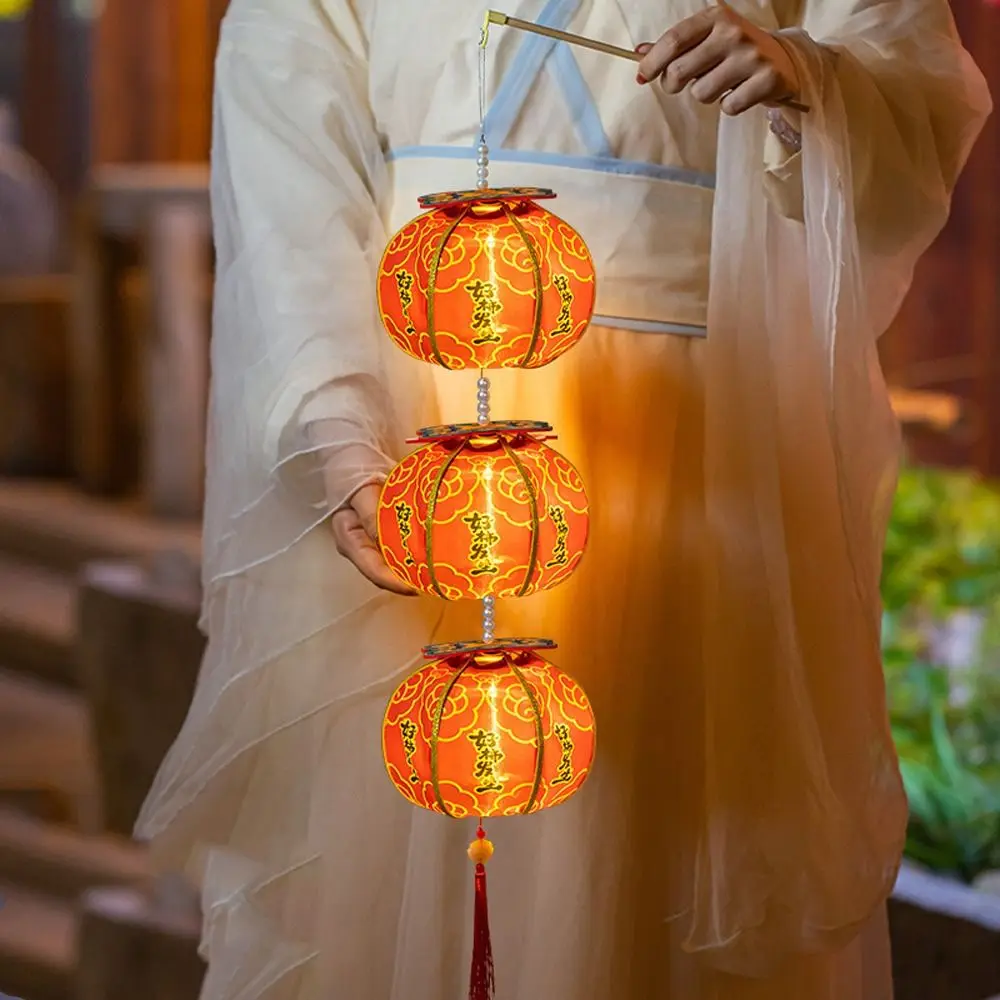 Ancient New Year Persimmon Lantern Handmade 2026 Horse Year Handheld Lantern Cloth Blessing Luminous Lantern Mid-Autumn Festival