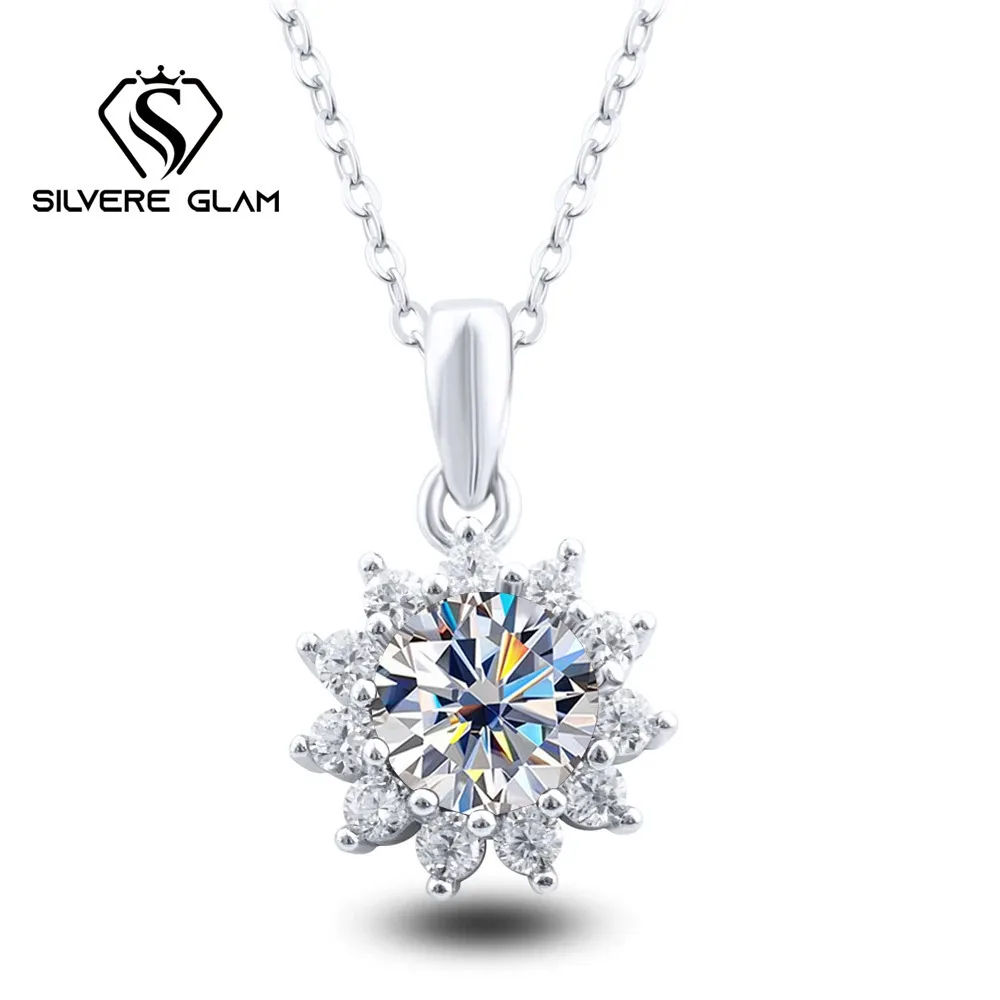 1CT D Color Moissanite Sun Mom Necklace Hot Selling S925 Sterling Silver Necklace Fine Jewelry For Party Wedding Mother's Day 4