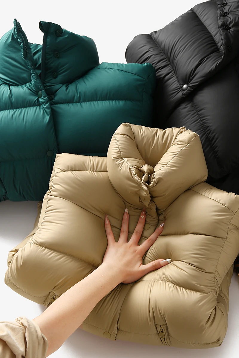 

112-120cm Bust Autumn Winter Women Puffy Coat Warm 90% White Goose Down Coats