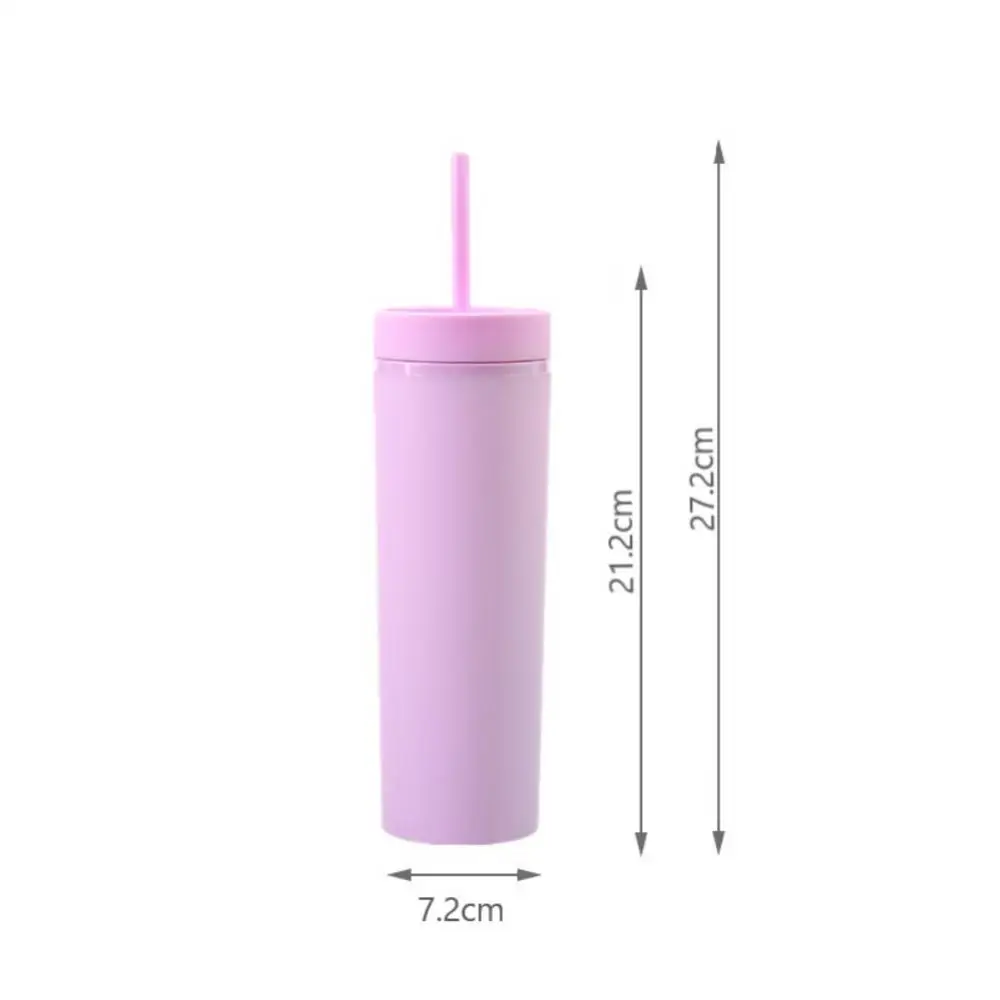 Wholesale 16oz Plastic Skinny Tumbler Slim Juice Cups Candy Colors With Lid  And Straw Portable Water Bottle For Party Gift - AliExpress