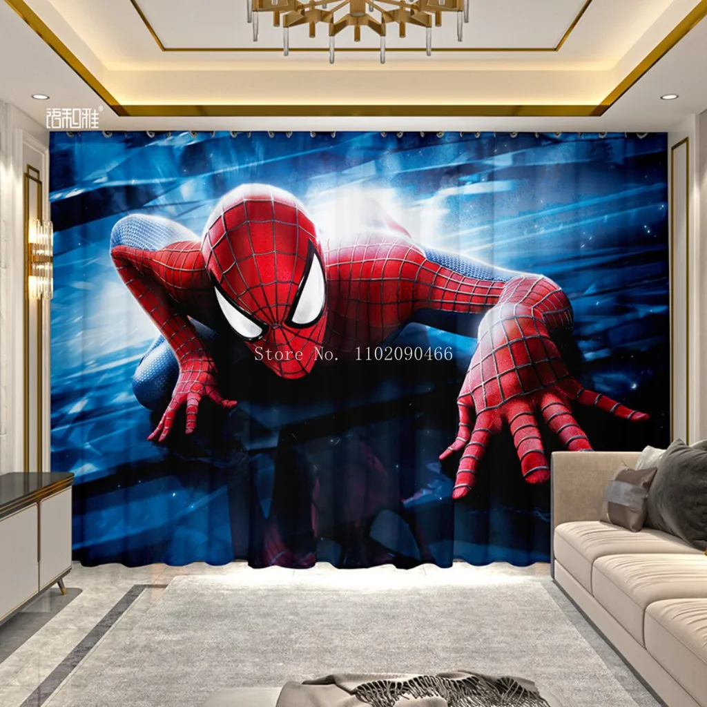 3D Print Cool Cartoon Spider Man Blackout Curtain Bedroom Living