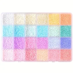 Vibrant 24-Color Glass Rice Beads - 2mm (Frosted Macaron)