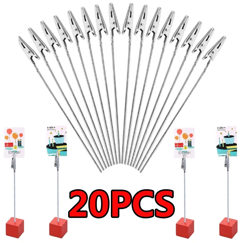 20Pcs Metal Place Cards Wire Clip Desk Place Card Holders Note Memo Photo Clip Holder Table Desktop Decoration Clips