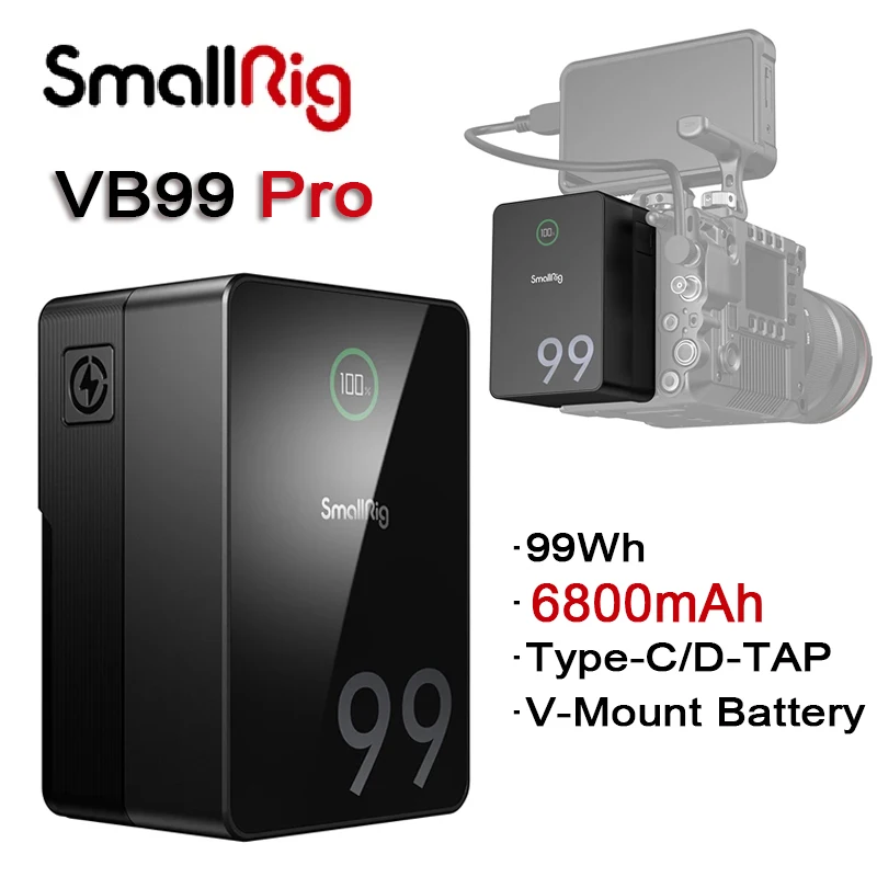 SmallRig VB99 Pro 99Wh ミニ V マウント バッテリー 100W 急速充電