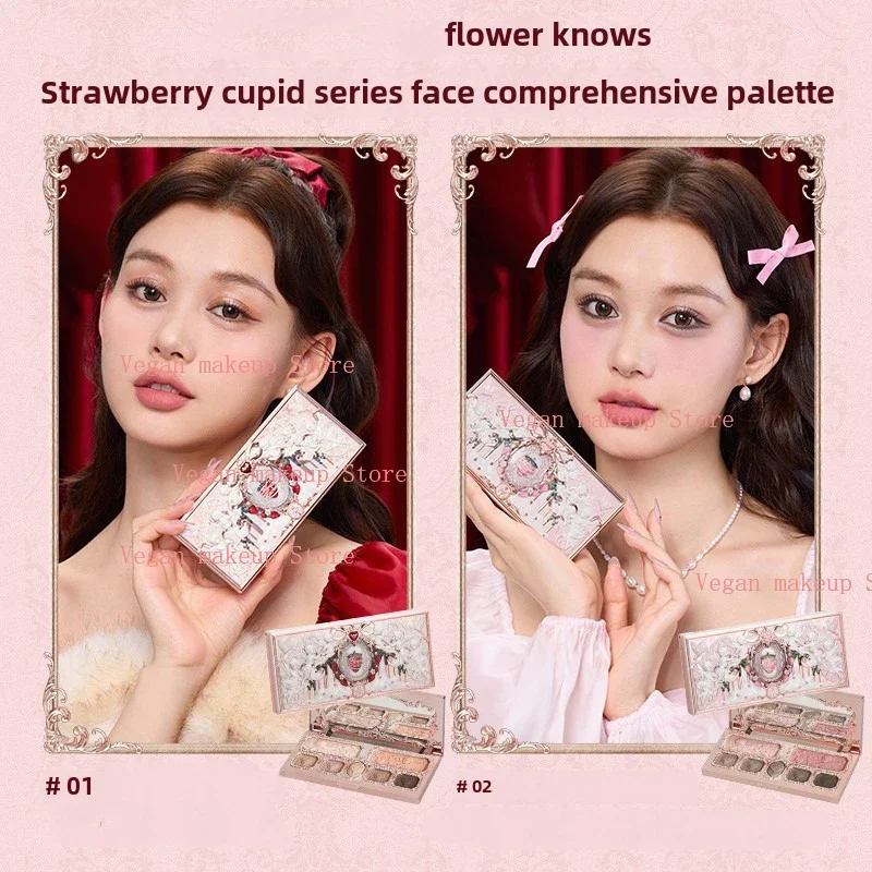 Makeup set Flower Knows Strawberry Cupid Collection Makeup Set Sweetheart Gift Set Lip Mud Liquid Blush Face Palette All In One Make Up Kit