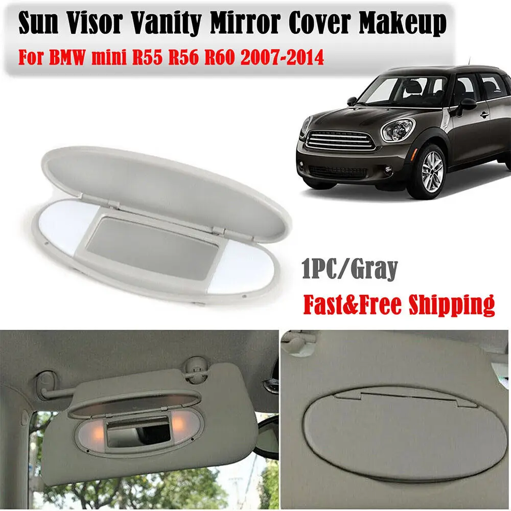 Mirror Cover Car Accessories Sunvisor Vanity Mirror Cover Durable For BMW Mini R55 R56 R60 2007 2008 2009-2014 Replacement Part