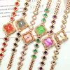 Fashion Versatile Women Four Leaf Clover Bracelet Watch Popular Quartz Diamond Fashion Green Watch Designer Casual Wristwatch 3