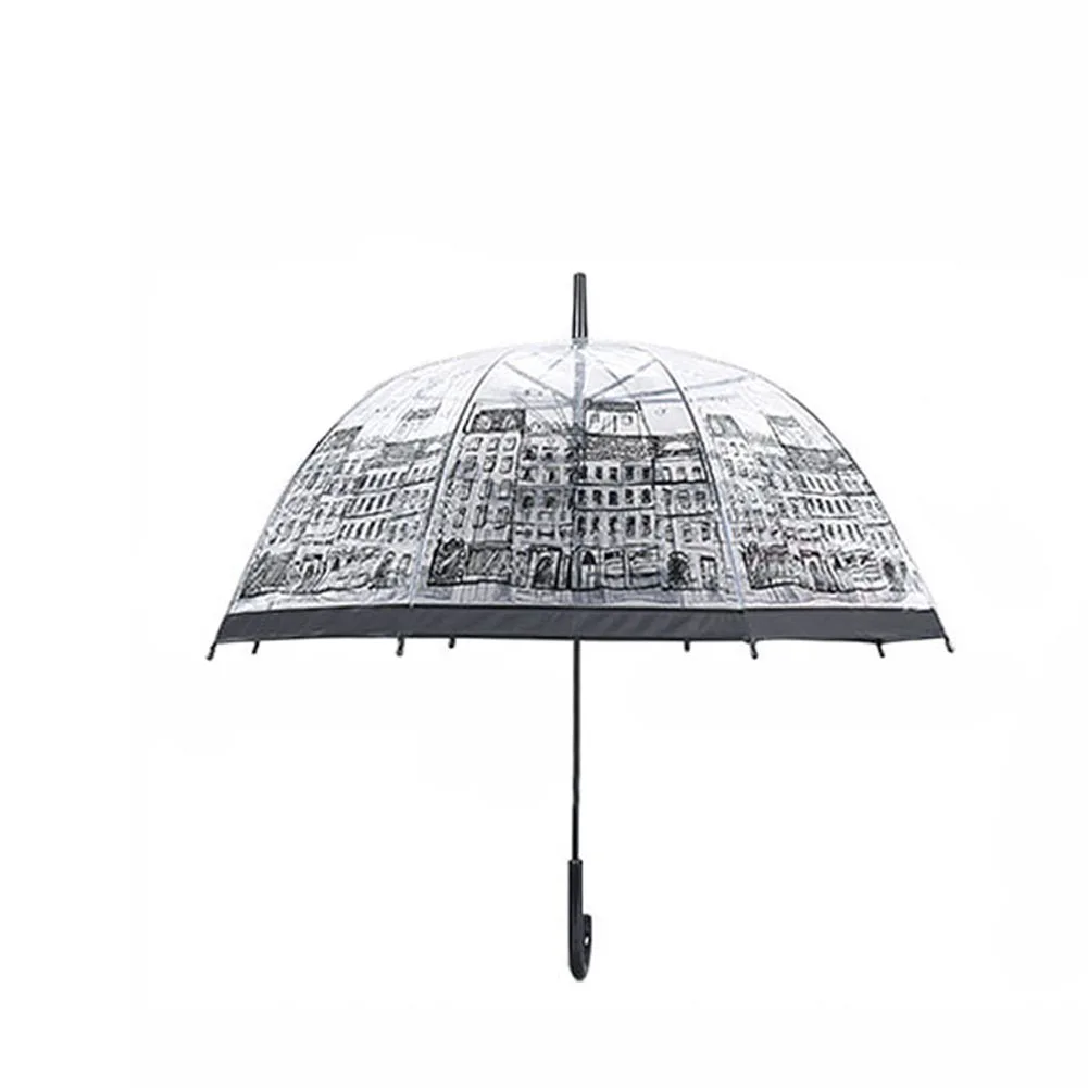 Women Transparent Umbrellas Mushroom Umbrella Long Handle Large