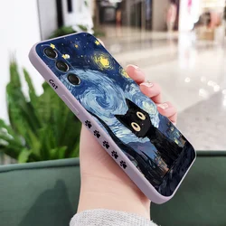 Custodia per telefono Starry Cat - Cover con design felino celeste