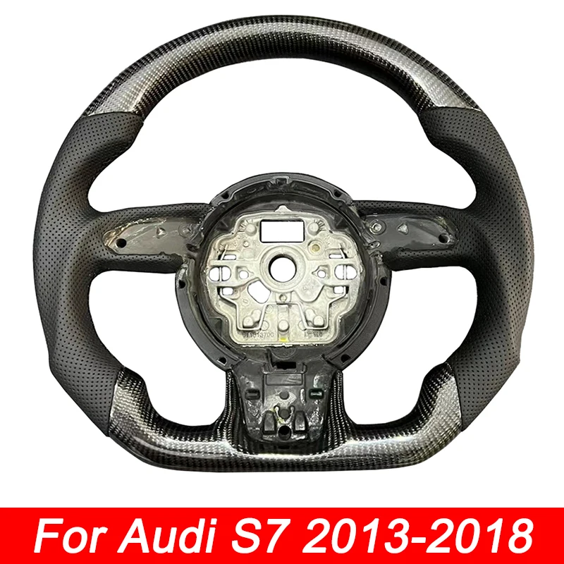 

for Audi S7 2013 2014 2015 2016 2017 2018 Customized Real Carbon Fibre Black Leather Sport Steering Wheel