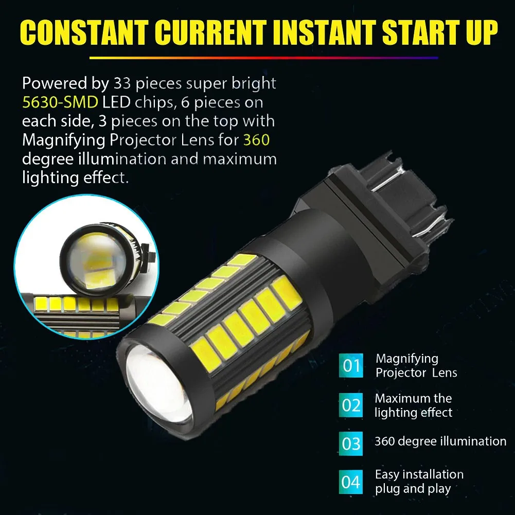 

2pcs/set Car T3157 White LED Bulbs Daytime Running Lights DRL Replacement Accessories For Chevy Silverado 1500