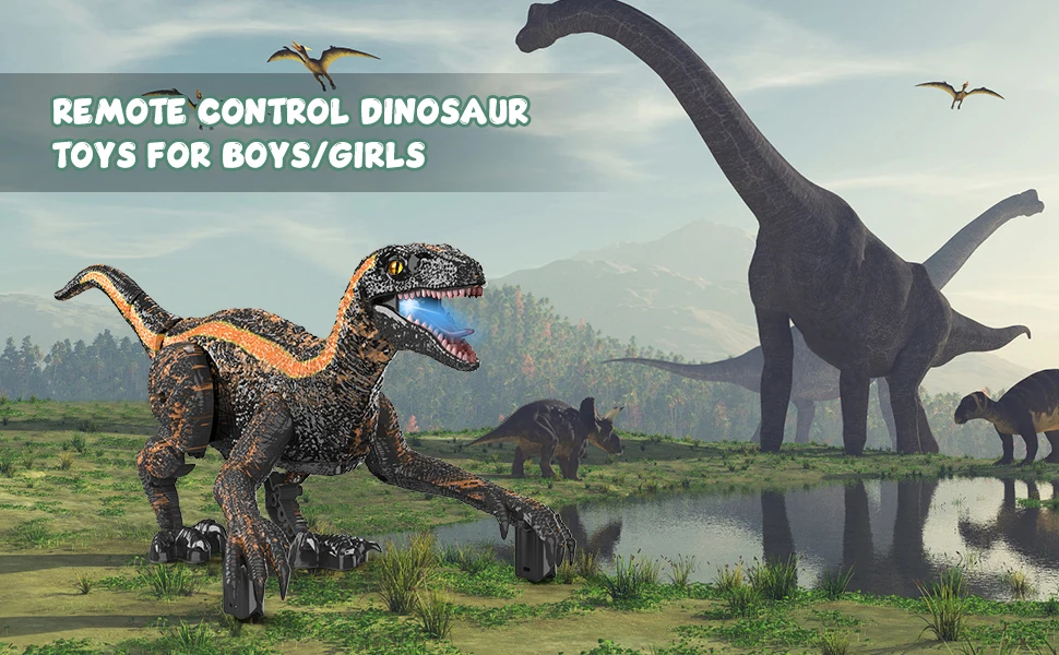 Children's remote control dinosaur toys, electronic remote control toys educational walking toys with lights and sounds recharge 6