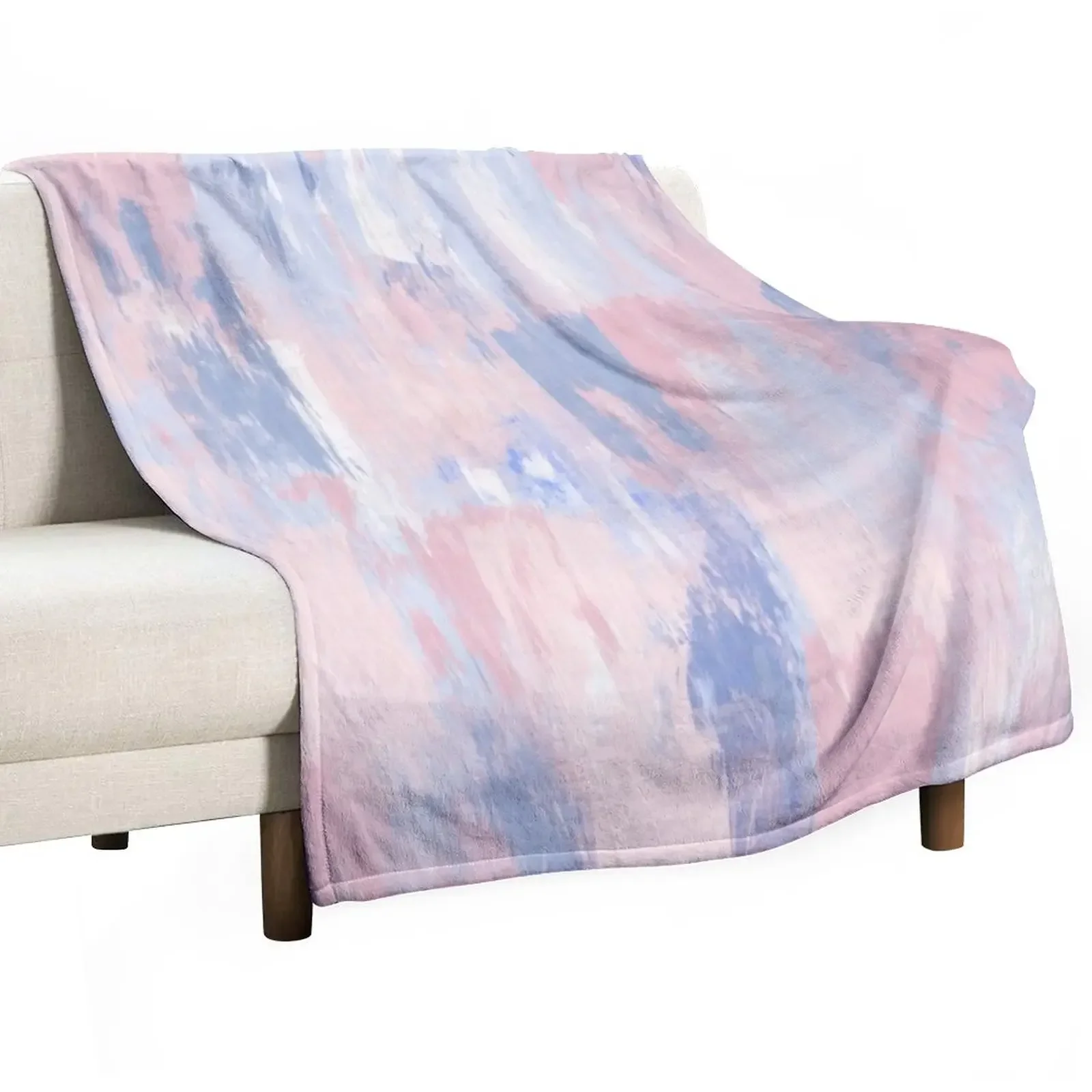 

Abstract Blush and Blue Paint Strokes Throw Blanket Quilt For Sofa Thin Designers Soft Big Blankets