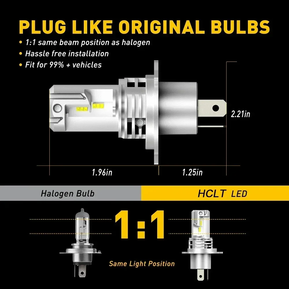 2Pcs H4 LED Headlight 30000LM Canbus Plug&Play High Low Beam Motorcycle Bulb H7 H11 H9 H8 9005 HB3 9006 HB4 6500K Car Lamp 24V