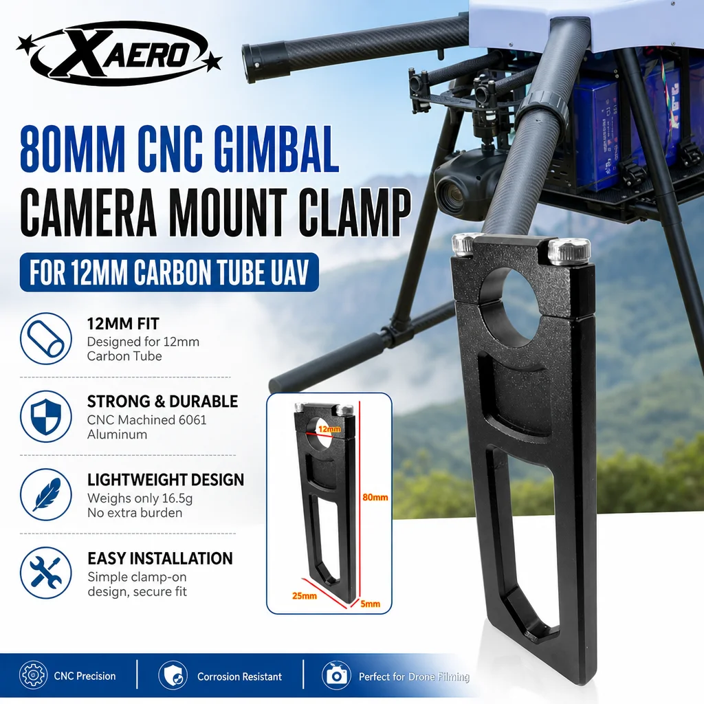 XAERO 80mm Aluminium CNC Gimbal-Kamerahalterung für 12mm Carbonrohr UAV