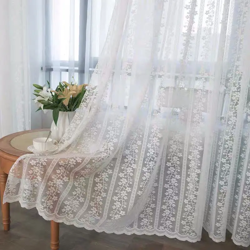 Linen Embroidered Roman Curtain Gauze Half Curtain Valance Blinds Pastoral Decor 