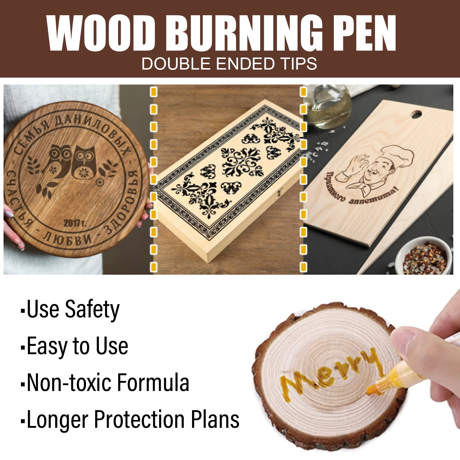 3/6/9Pcs Burning Pen Scorch Pen Marker Wooden Branding Coaster Cutting Board Hand DIY Design Burning Pyrograph Art Supplies