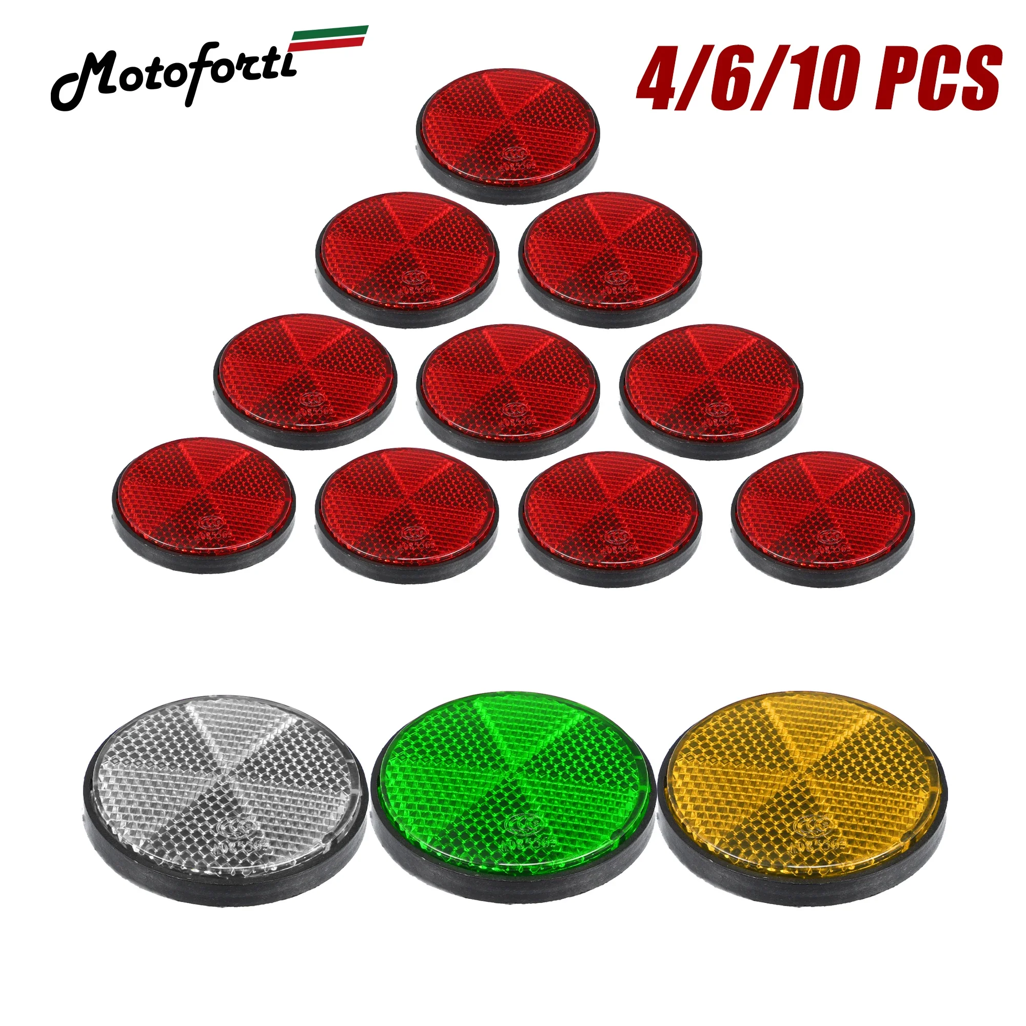 Motoforti 4/6/10pcs M6x1.0 Warning Strip Tape Reflective Sticker Plastic Universal Screw Mount Reflector Decals for Motorcycle 10pcs cnc openbuild plastic wheel pom mr105zz 625zz v slot bearing bore 5mm passive round gear perlin wheel pulley 3d print part