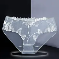 Sexy dentelle culottes slips maille creuse fleur broderie taille basse Transparent femme Lingerie Ultra-mince femmes sous-vêtements sans couture 1