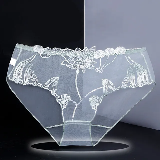 Sexy dentelle culottes slips maille creuse fleur broderie taille basse Transparent femme Lingerie Ultra-mince femmes sous-vêtements sans couture 1