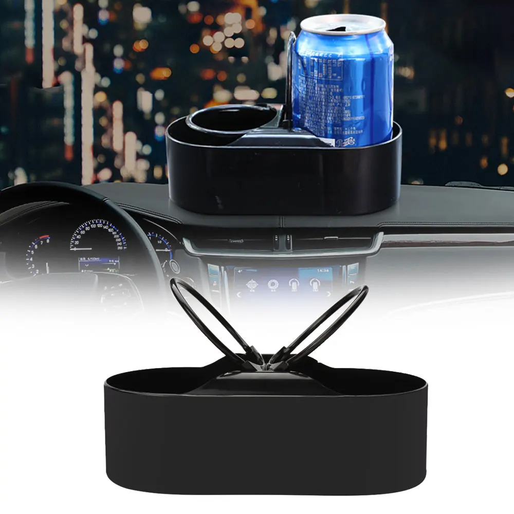 

Auto Vehicle Dual Hole Drinks Holder ABS Black Multifunction Portable Interior Car Organizer Cup Bottle Holder Stand Car Styling