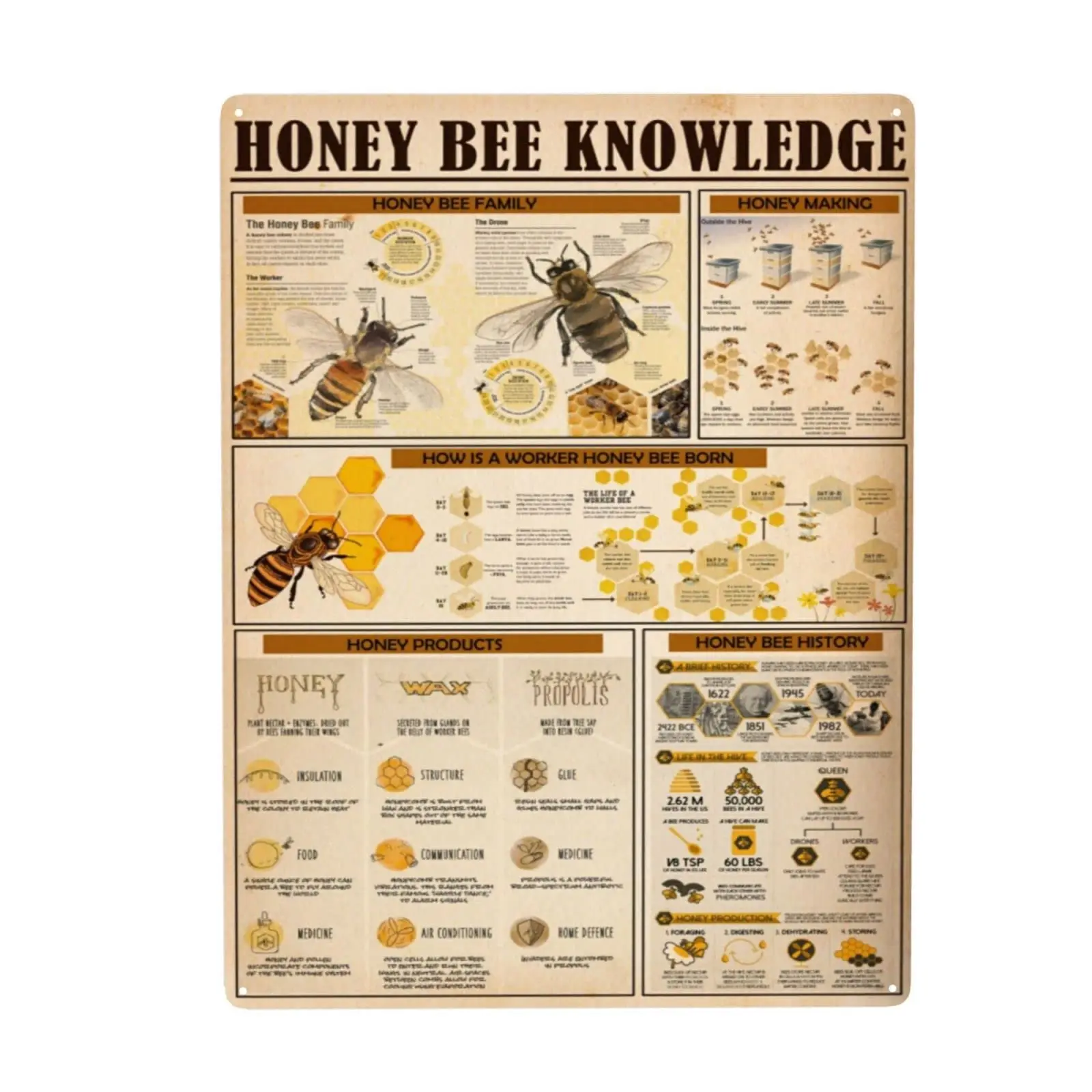 

Медовая пчела знания плакат винтажный жестяной знак металлический плакат искусство смешной жестяной знак Офис/дом/класс Декор для ванной подарки-лучший F