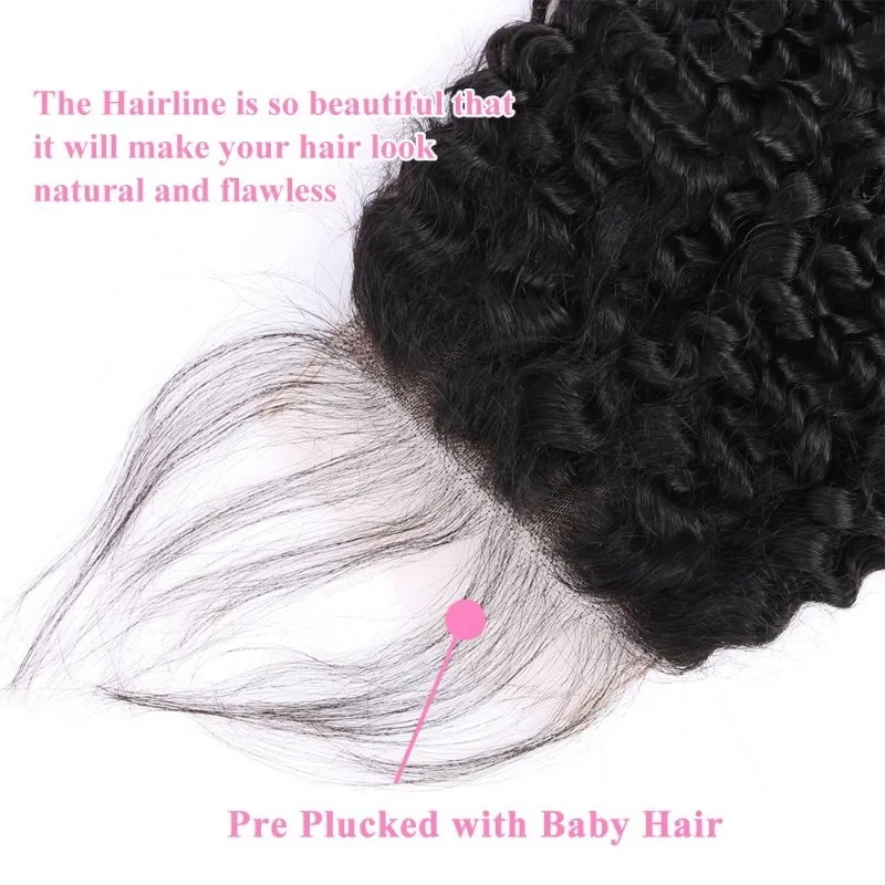 Kinky Curly 5x5 Lace Closure Human Hair For Black Women Brazilian Virgin Hair Transparent Lace Closure Pre-Plucked Hairline
