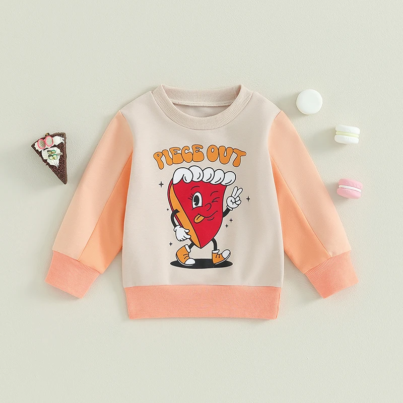 

Toddler Baby Girl Fall Winter Sweatshirt Long Sleeve Cartoon Pie Letter Pullover Round Neck Loose Cute Tops
